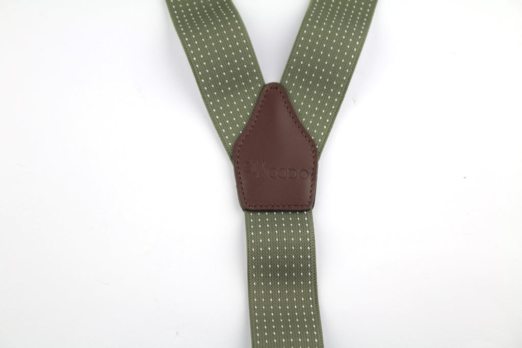 Tirantes de Cuero Sinnoodo Verde Topos Cuerda