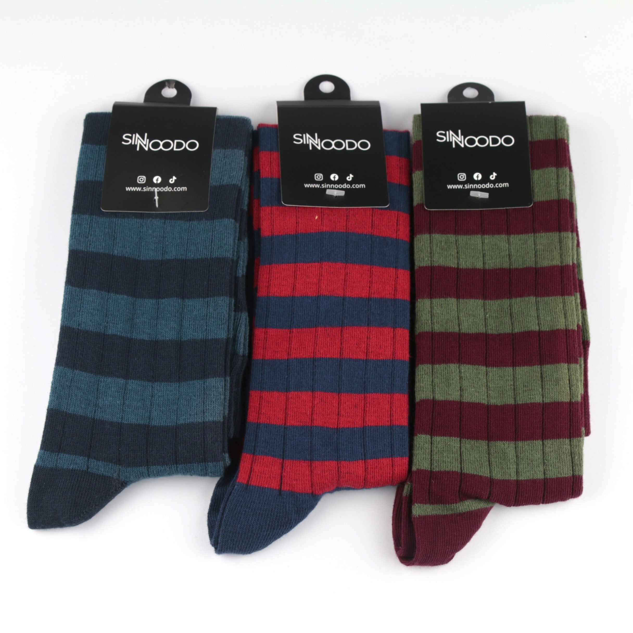 Calcetines caña alta algodón rayas bicolor