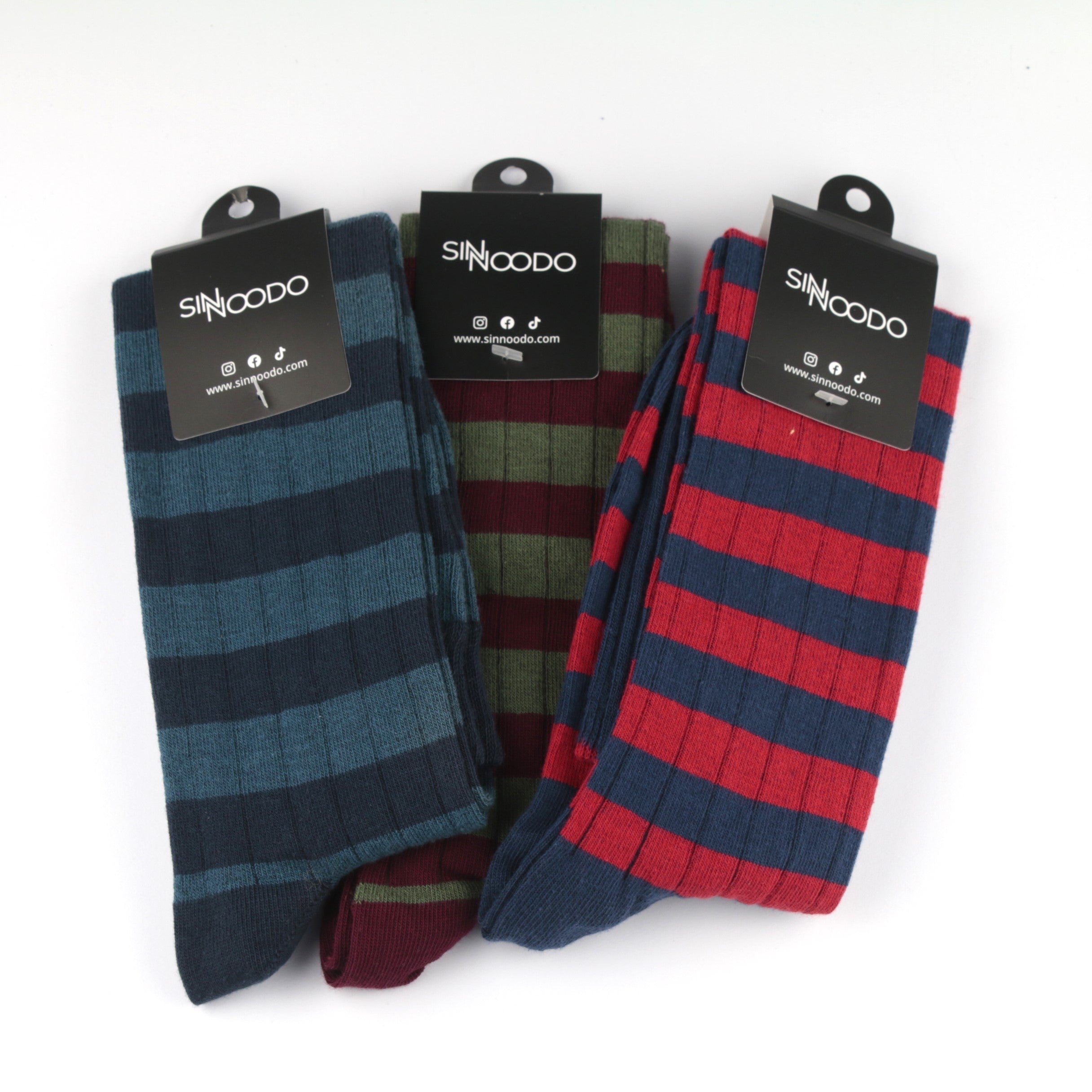 Calcetines caña alta algodón rayas bicolor