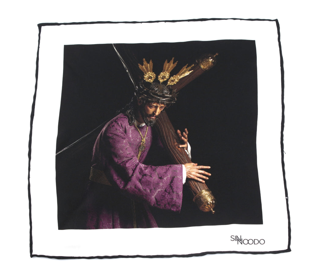 Pañuelo Semana Santa 100% Seda - La Entrega - Hermandad del Santísimo Sacramento y Cofradía de Nazarenos de Nuestro Señor Jesús Nazareno en su Entrega, María Santísima Reina de los Ángeles y San Francisco de Asís.