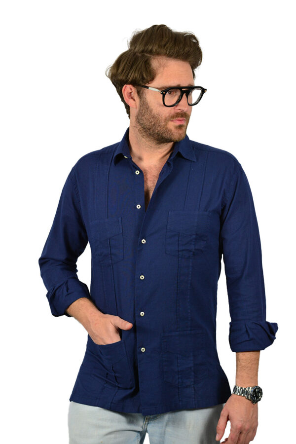 Guayabera Azul Marino